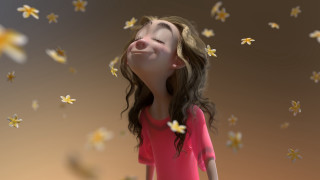 Girl flower butterfly blurry ambient - cgstudio free wallpaper for desktop