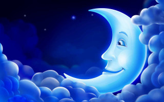 Cartoon moon smiling face clouds 2 - a smiling face free wallpaper