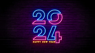 Happy new year neon brick - iso 200 free wallpaper