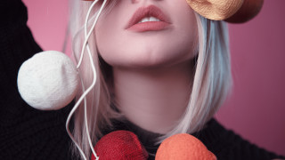 Woman hat scissors yarn portrait - elsa bleda free wallpaper