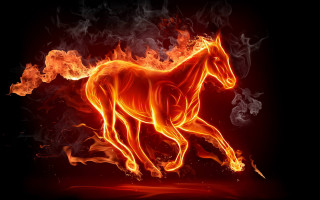 Horse running fire field flames 2 - free aesthetic wallpaper for desktop