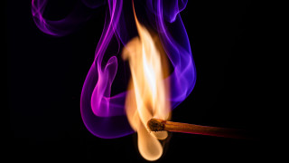Matchstick lit purple smoke art - a matchstick free wallpaper