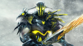 Snowy armor sword bird glowing - a man in armor holding free wallpaper