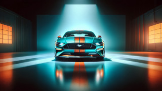 Blue mustang panfuturism glowing 3d - path free wallpaper