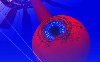 Red blue object blue sky - c4d free wallpaper