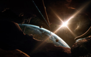 Space station sun planet matte - a planet in the background free wallpaper for desktop