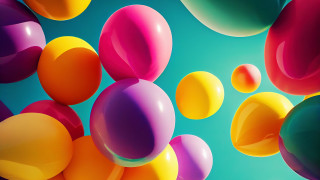 Balloons blue sky 3d render - a blue sky background in the background free wallpaper