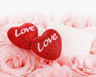 Hearts love bouquet flowers card - two heart free wallpaper