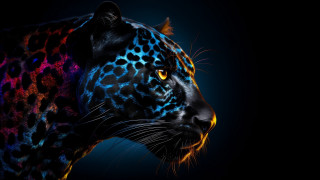 Leopard psychedelic digital glowing blackcat - a close up of a leopards face free wallpaper