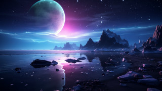 Planet star water rocks moon - rock and boulders free wallpaper