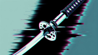 Katana black white blade blue - c4d free wallpaper