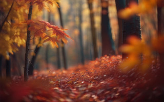 Autumn forest leaves blurry fire - a forest free wallpaper