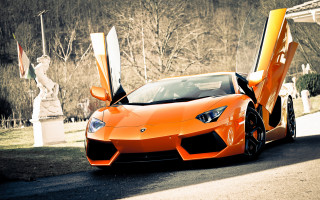 Orange sports car doors open 3 - nice looking orange sports car free wallpaper