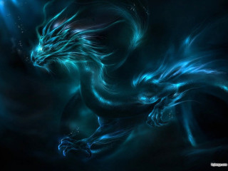 Blue dragon glowing wings dark 2 - a blue dragon free wallpaper