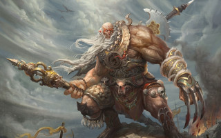 Man demon sword armor mountain - his arm free wallpaper