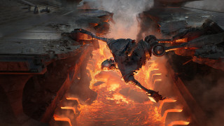 Sci fi battle flaming sword - cedric peyravernay free wallpaper