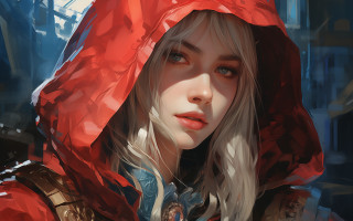Woman red hoodie cape blue - a red hoodie free wallpaper