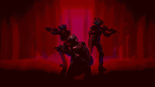 Red curtains dark room people - a red light behind them free wallpaper