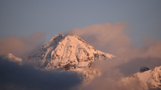 Snow covered mountain clouds blue - murata range free wallpaper
