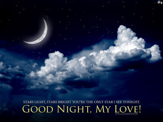 Night sky crescent stars quote - my love free wallpaper