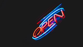 Neon open building dark photo - new objectivity free wallpaper
