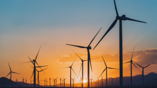 Windmills sunset mountains clouds ocean - mountain free wallpaper