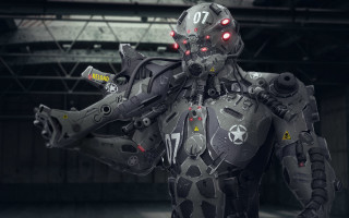 Red eyed metal robot cyborg - red eye free wallpaper for desktop