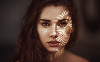 Woman shadow sun blowinghair photorealistic - chernik free wallpaper