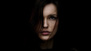 Woman serious look black shirt - claire falkenstein free wallpaper