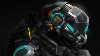 Futuristic robot glowing eyes helmet - a futuristic looking robot free wallpaper