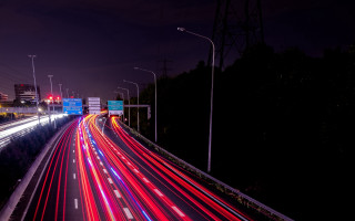 Futuristic highway night lights traffic - traffic free wallpaper for desktop
