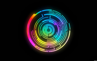 Circular neon light design image - triadic color scheme free wallpaper