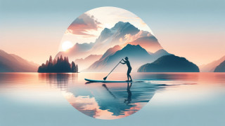 Paddleboard lake mountains sunset reflection - liam brazier free wallpaper