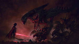 Man red cape alien saber - chris cold free wallpaper