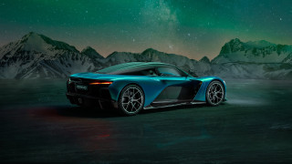 Blue sports car mountain green - cui bai free wallpaper for desktop