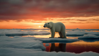 Polar bear ice sunset ocean - polar free wallpaper