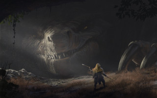 Person dinosaur forest night blonde - andreas rocha free wallpaper