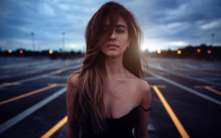 Woman night parkinglot sunshine hair - woman free wallpaper for desktop