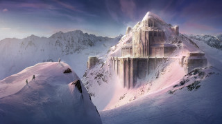 Castle mountain sky clouds person - christophe vacher free wallpaper for desktop