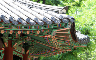 Roof bird trees garden flowers - byeon sangbyeok free wallpaper