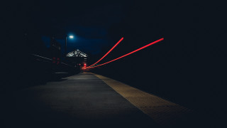 Train station night red lights - a train station free wallpaper