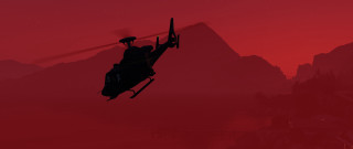 Helicopter mountain red sky sunset - dramatic cinematic lighting free wallpaper