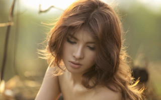 Woman long hair posing woods - fei danxu free wallpaper for desktop