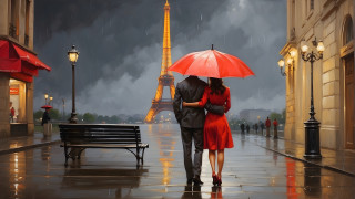 Eiffel tower rain umbrella figurative - the eiffel tower free wallpaper