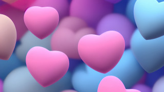 Pink blue hearts floating love - the air together free wallpaper