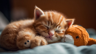 Kitten sleeping stuffed animal blurry - stuffed free wallpaper
