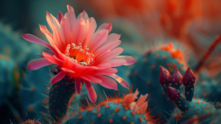 Pink flower cactus autumn blurry - a cactus free wallpaper
