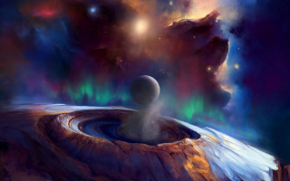 Strange objects aurora space landscape - aurora free wallpaper