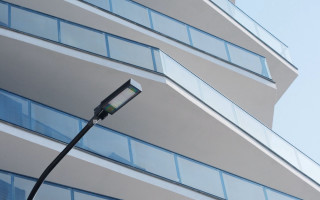 Streetlight building windows blue sky - a street light free wallpaper