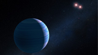 Blue planet red star space 2 - a white dot free wallpaper